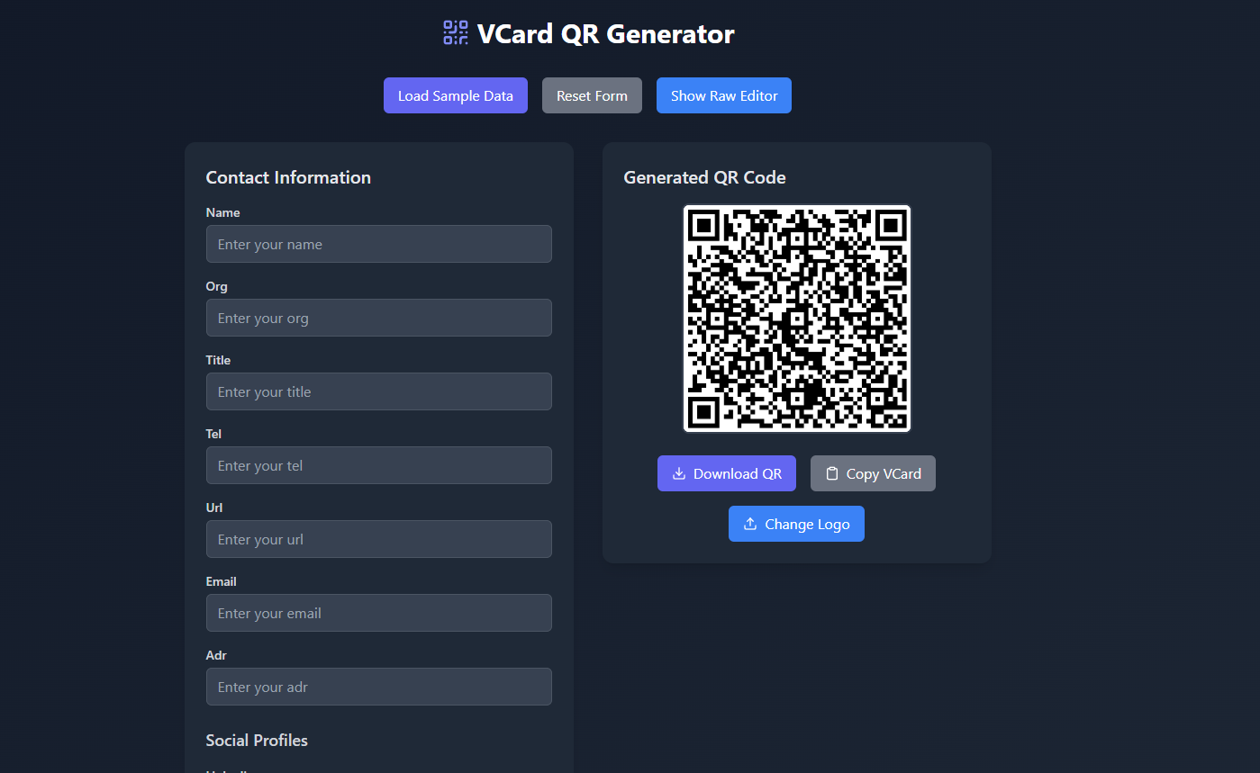 VCard QR Generator